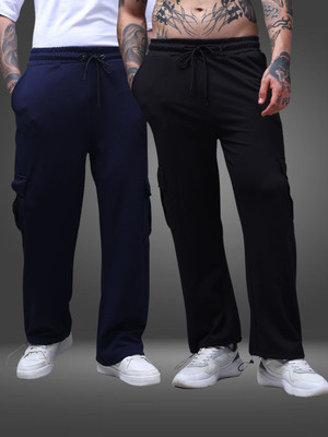 MADSTO Solid Men Dark Blue, Black Track Pants