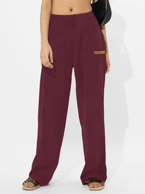 Leotude Solid Women Maroon Track Pants