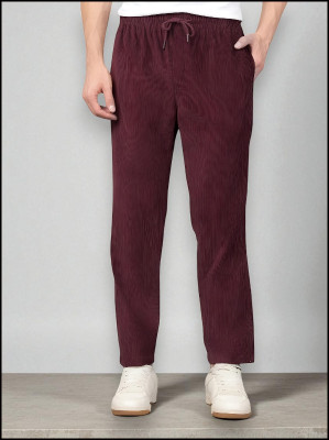 Style Sizzle Self Design Men Maroon Track Pants