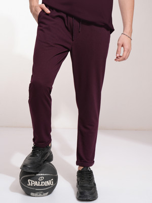 HIGHLANDER Popcorn Structured Solid Men Maroon Track Pants
