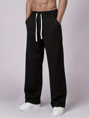 Povaxpo Solid Men Black Track Pants