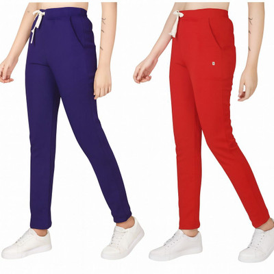 BE SWADESHI Solid Women Maroon, Blue Track Pants