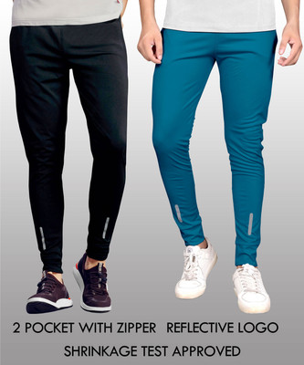 Z-DEVIL Solid Men Black, Dark Blue Track Pants