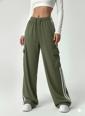 Skyfly Solid Women Green Track Pants