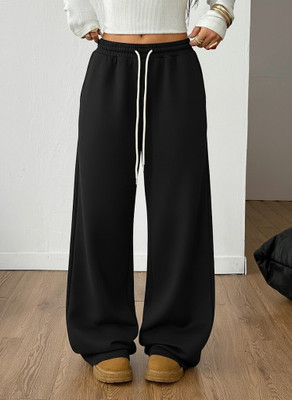 Dockstreet Solid Women Black Track Pants