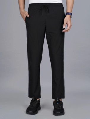 R Heaven Fashions Striped Men Black Track Pants