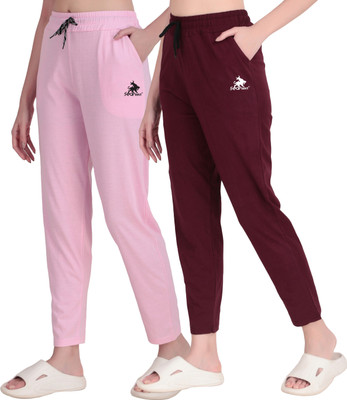 SEAPRINT Solid Women Pink, Maroon Track Pants