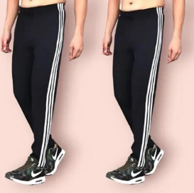 MASTERY Striped Men Black Track Pants