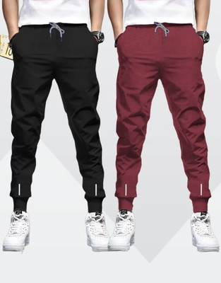 Reya Solid Men Black, Maroon Track Pants