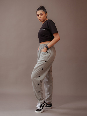 CHKOKKO Self Design Women Grey Track Pants