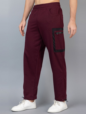 CHKOKKO Solid Men Purple Track Pants