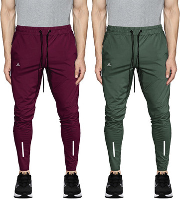 AVOLT Solid Men Maroon, Olive Track Pants