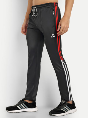 Adrenex Striped Men Black Track Pants