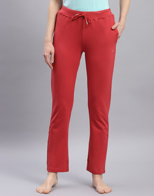 MONTE CARLO Solid Women Red Track Pants