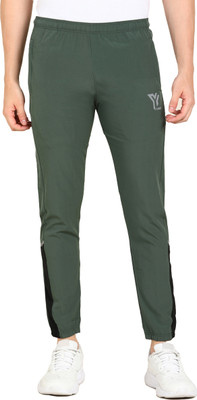 YUNEK Solid Men Green Track Pants