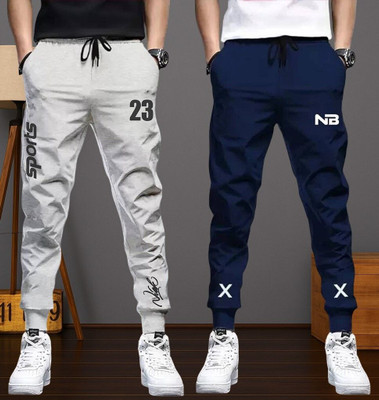 Lieo Trend Solid Men Blue, Grey Track Pants