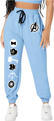 Tabadtod Graphic Print Women Light Blue Track Pants
