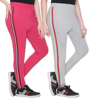 HouseOfCommon Striped Women Grey, Purple Track Pants