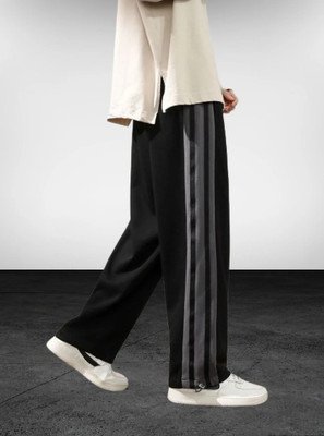CULISH Striped Men Black Track Pants