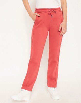 MADAME Solid Women Pink Track Pants