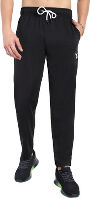 Go Devil Solid Men Black Track Pants