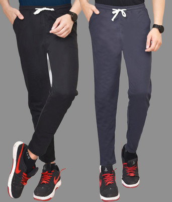 FAINTER Striped Men Dark Blue, Black Track Pants