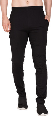 beUNIQ Solid Men Black Track Pants