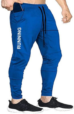 O3e Solid Men Blue Track Pants