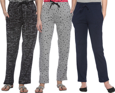 Weboasis Printed Women Dark Blue, Black, Grey Track Pants