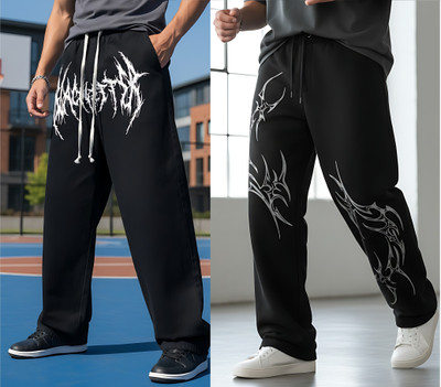Bartus Printed Men Black Track Pants