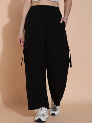 Lady Stark Solid Women Black Track Pants