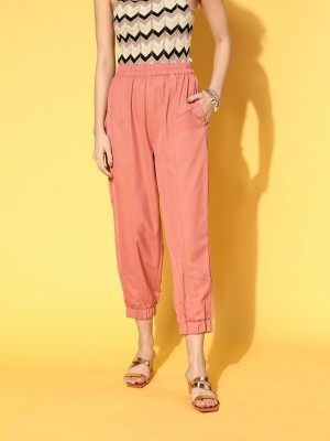 PLUSS Solid Women Pink Track Pants