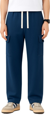 JUGULAR Solid Men Dark Blue Track Pants