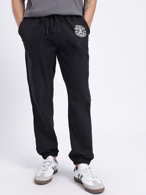 Glitchez Printed Men Black Track Pants