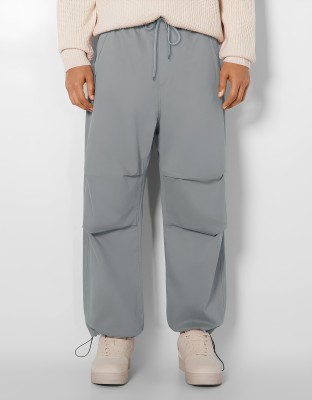 Jump Cuts Solid Men Grey Track Pants