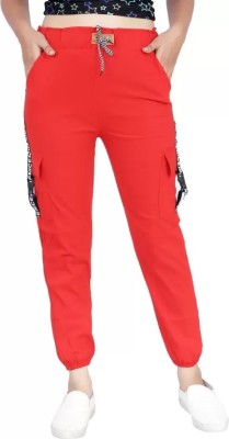 CRIMP Self Design Women Red Track Pants