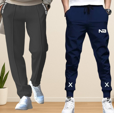 NB NICKY BOY Solid Men Dark Blue, Grey Track Pants