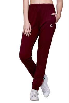 ELPIDA Solid Women Maroon Track Pants