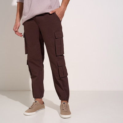 7 Alt by Pantaloons Solid Men Brown Track Pants