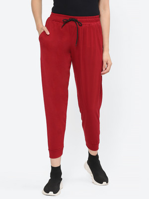 Fashionable Solid Women Maroon Track Pants