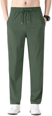 MENDIOR Solid Men Green Track Pants