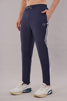 DIAMOND RUBY Striped Men Blue Track Pants