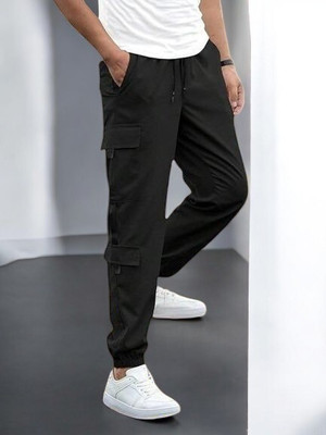 Kesaria Textile Company Self Design Men Black Track Pants