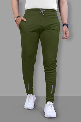 Z-DEVIL Solid Men Olive Track Pants