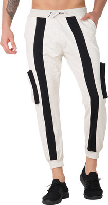 Raysx Colorblock Men White Track Pants