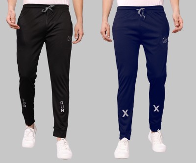 Anand Self Design Men Black, Dark Blue Track Pants