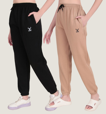 SEAPRINT Solid Women Black, Beige Track Pants