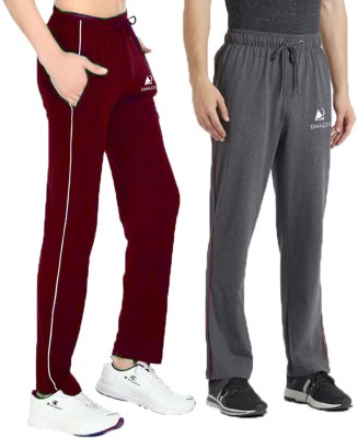 Diwazzo Solid Men Maroon, Grey Track Pants