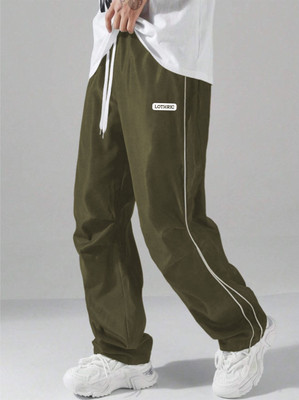 LOTHRIC Striped Men Olive Track Pants