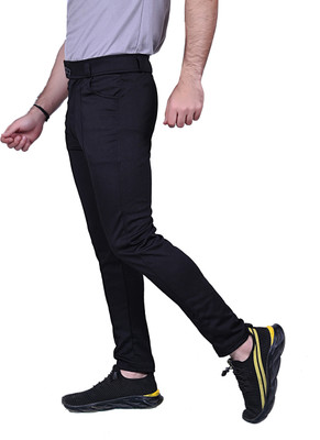 THESMARTLOOK Solid Men Black Track Pants